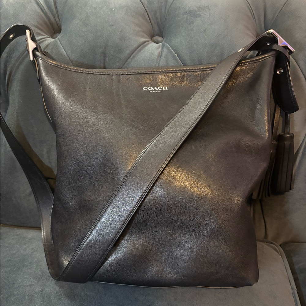 Coach Legacy Duffle hobo bag black leather purse cross body bag